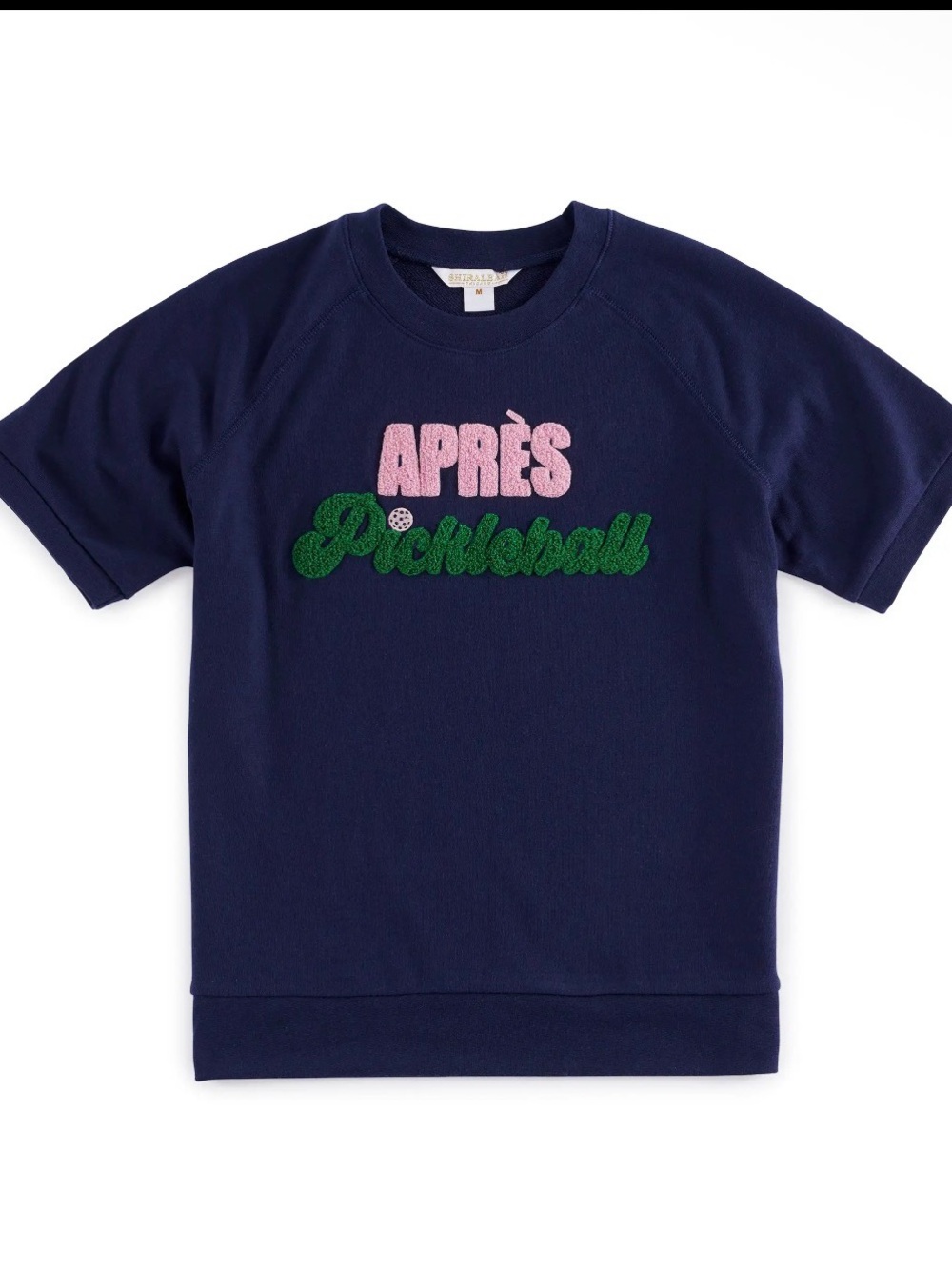 Navy 'Après Pickleball' Short Sleeve Pickleball Sweatshirt